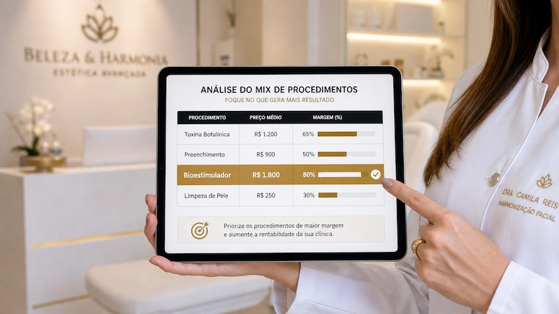 Tabela de procedimentos estéticos com margens no tablet: como aumentar o faturamento da clínica de estética priorizando alta margem