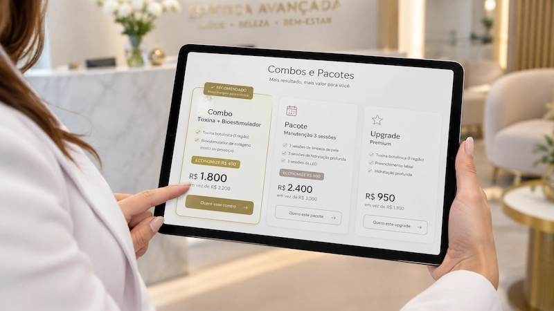 Tablet com combos e pacotes de procedimentos estéticos: precificação de procedimentos estéticos com combos que elevam o ticket médio