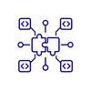 Ícone de integrações e API do Dealcore CRM: peças conectadas a nós de rede representando a integração do sistema com outras ferramentas da clínica